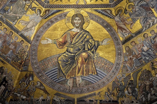 Christus Pantokrator aus der Kuppel des Baptisteriums San Giovanni in Florenz. 